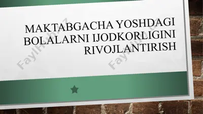 maktabgacha yoshdagi bolalarni ijodkorligini rivojlantirish — PPTX