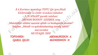 metall va qotishmalarning termik tahlili — PPTX