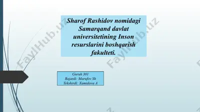bozor iqtisodiyoti sharoitida ish joylarini tashkil etish, ixtisoslashtirish va rejalashtirish — PPTX