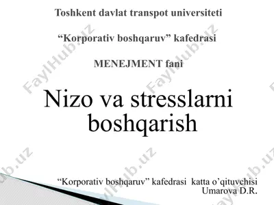 nizo va stresslarni boshqarish — PPTX