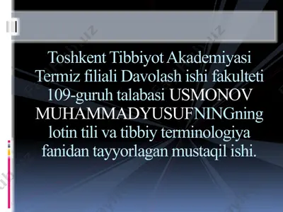 qadimgi rimning tibbiyotda raqamlangan ismlar — PPTX