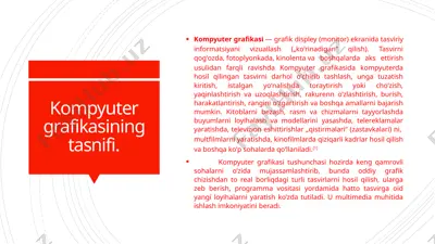 kompyuter grafikasining tasnifi — PPTX