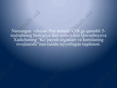 ko’payish organlari va homilaning rivojlanishi taqdimoti — PPTX