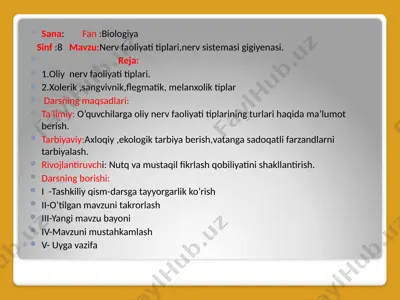 nerv faoliyati tiplari, nerv sistemasi gigiyenasi — PPTX