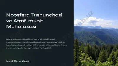 noosfera tushunchasi va atrof-muhit muhofazasi — PPTX