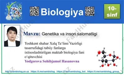 biologiya darsi 32 - genetika va inson salomatligi — PPTX