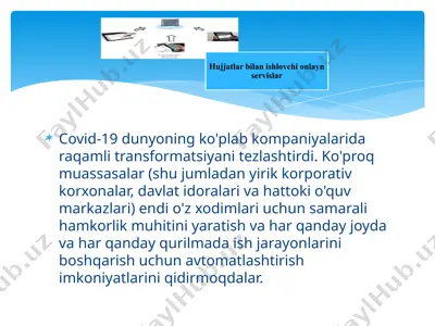 covid-19 va samimiylik: kompaniyalar uchun cybersecurity muhimotlari — PPTX