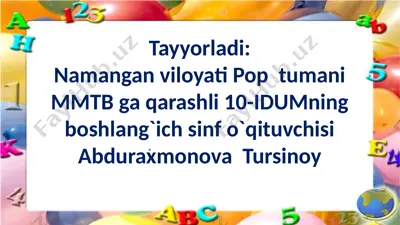 1-sinf ona tili fanidan bo`g`in ko`chirish mavzusida dars — PPTX