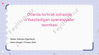 otlarda ko‘krak sohasida o‘tkaziladigan operatsiyalar texnikasi — PPTX
