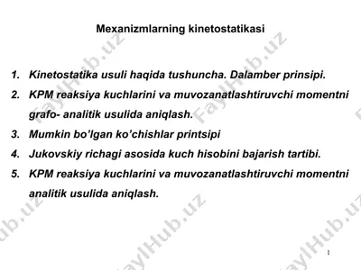 mexanizmlarning kinetostatikasi — PPTX