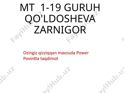 guruh qo'ldosheva zarnigor — PPTX