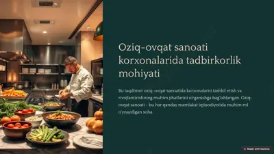 oziq-ovqat sanoati korxonalarida tadbirkorlik mohiyati — PPTX