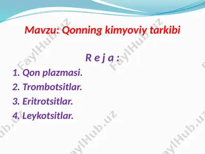 qonning kimyoviy tarkibi — PPTX