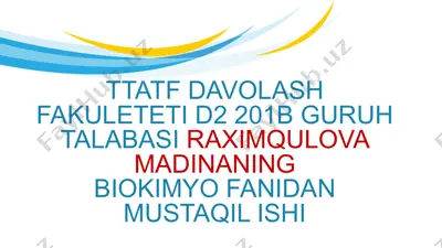 yoģ kislotalarining oksidlanishi, ahamiyati va buzilishi — PPTX