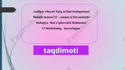 biologiya fanida "sutemizuvchilarning xilma-xilligi" mavzusidagi reja — PPTX