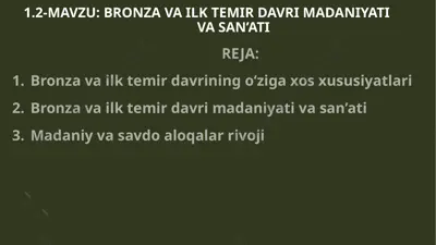 bronza va ilk temir davri — PPTX