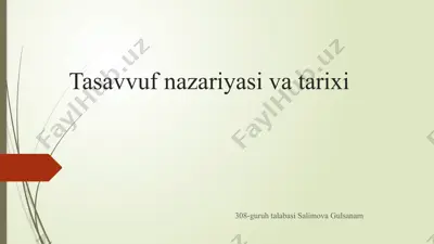 tasavvuf nazariyasi va tarixi — PPTX