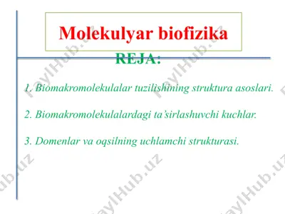 molekulyar biofizika — PPTX