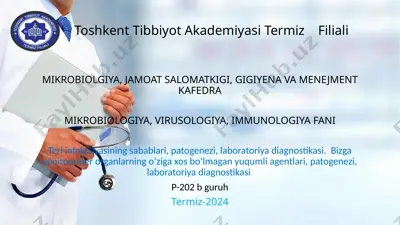 teri infektsiyasining sabablari, patogenezi, laboratoriya diagnostikasi — PPTX