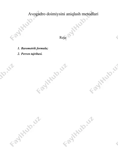 avogadro doimiysini aniqlash metodlari — DOC