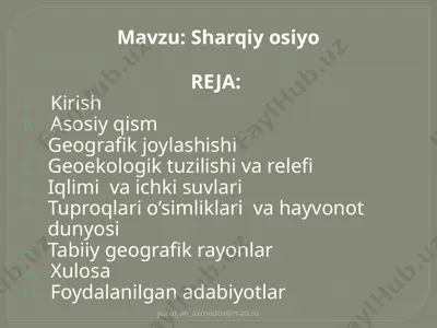 sharqiy osiyo — PPTX