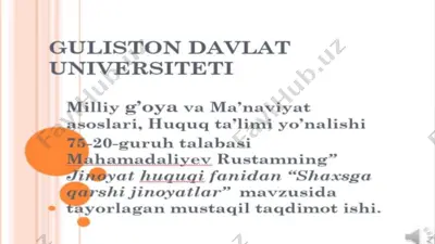 shaxsga qarshi jinoyatlar — PPTX