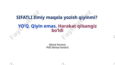 ilmiy maqola yozish metodlari — PPTX