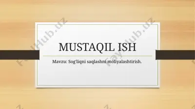sog'liqni saqlashni moliyalashtirish — PPTX