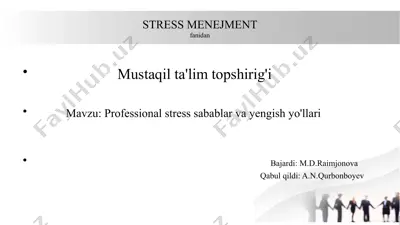 kasbiy stress nima? — PPTX