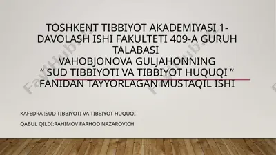 cho'kish holatlari va ularning muddati — PPTX