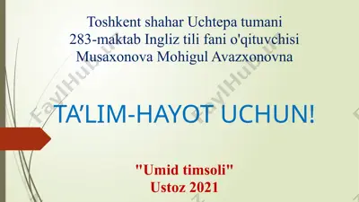 "umid timsoli: soft skillsni rivojlantirishning dolzarbligi" — PPTX