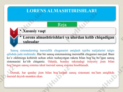 lorens almashtirishlari 2 — PPTX