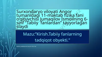 "tabiiy fanlardan" tayyorlagan slayd — PPTX
