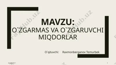 pascal tilida o`zgarmas va o`zgaruvchi miqdorlar — PPTX