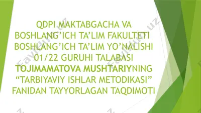 o’quvchilarni do’stlik va o’rtoqlar hissida tarbiyalash — PPTX