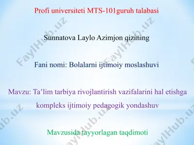 bolalarni ijtimoiy moslashuvi taqdimoti — PPTX