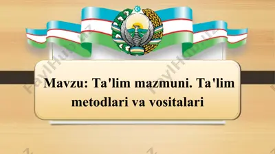ta’lim metodlari va usullari tushunchalari — PPT