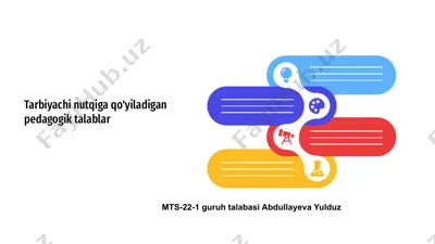 tarbiyachi nutqiga qo'yiladigan pedagogik talablar — PPTX
