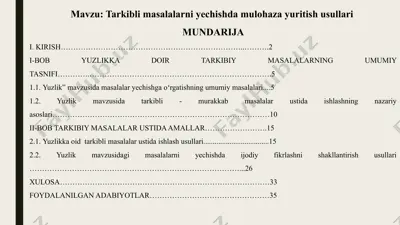 tarkibli masalalarni yechishda mulohaza yuritish usullari — PPTX