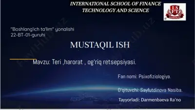 sensor sistemalarning umumiy xossalari — PPTX