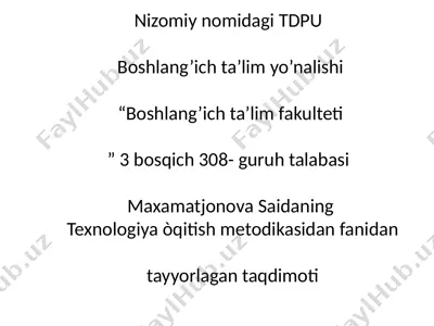 1-sinfda texnologiya fanidan slayd dars ishlanmasi — PPTX