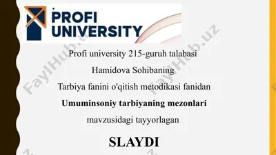 umuminsoniy tarbiyaning mezonlari — PPTX