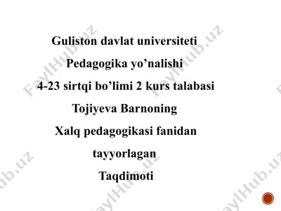 xalq pedagogikasi fanidan ta'lim taliqasi — PPTX