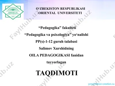 xorijada oila pedagogikasi fanining rivojlanishi tarixi — PPTX