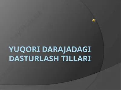 dasturlash tillarining tasnifi — PPTX