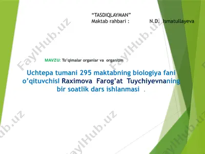 to’qimalar organlar va organizm haqida dars ishlanmasi — PPTX