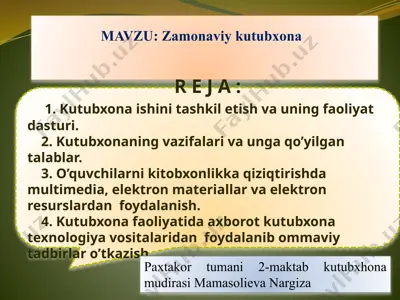 zamonaviy kutubxona — PPTX