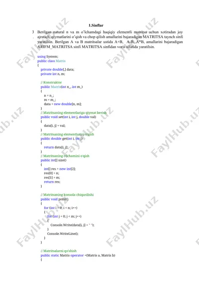 matritsa determinantini hisoblash — DOCX