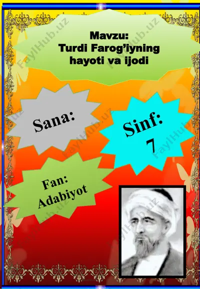"turdi farog’iyning hayoti va ijodi" — PPTX