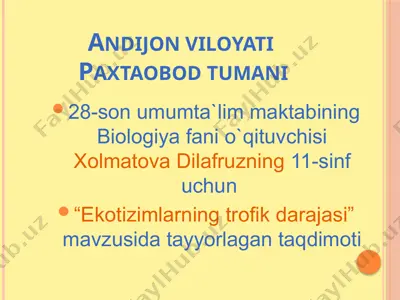 "ekotizimlarning trofik darajasi" — PPTX
